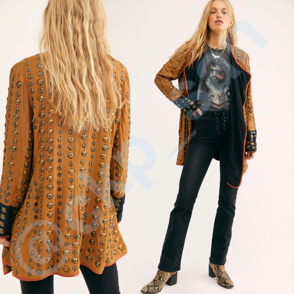 NWT Free People Crossed Coin Jacket Sz L - Picture 6 of 16